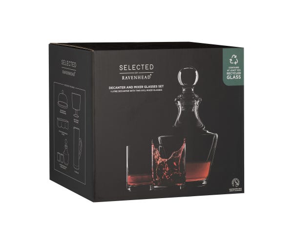 Selected 1 Litre Decanter & 2 Glass Set