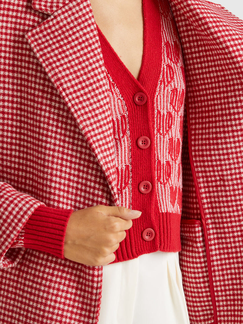 Be In Love Check Coat - Red/cream Check