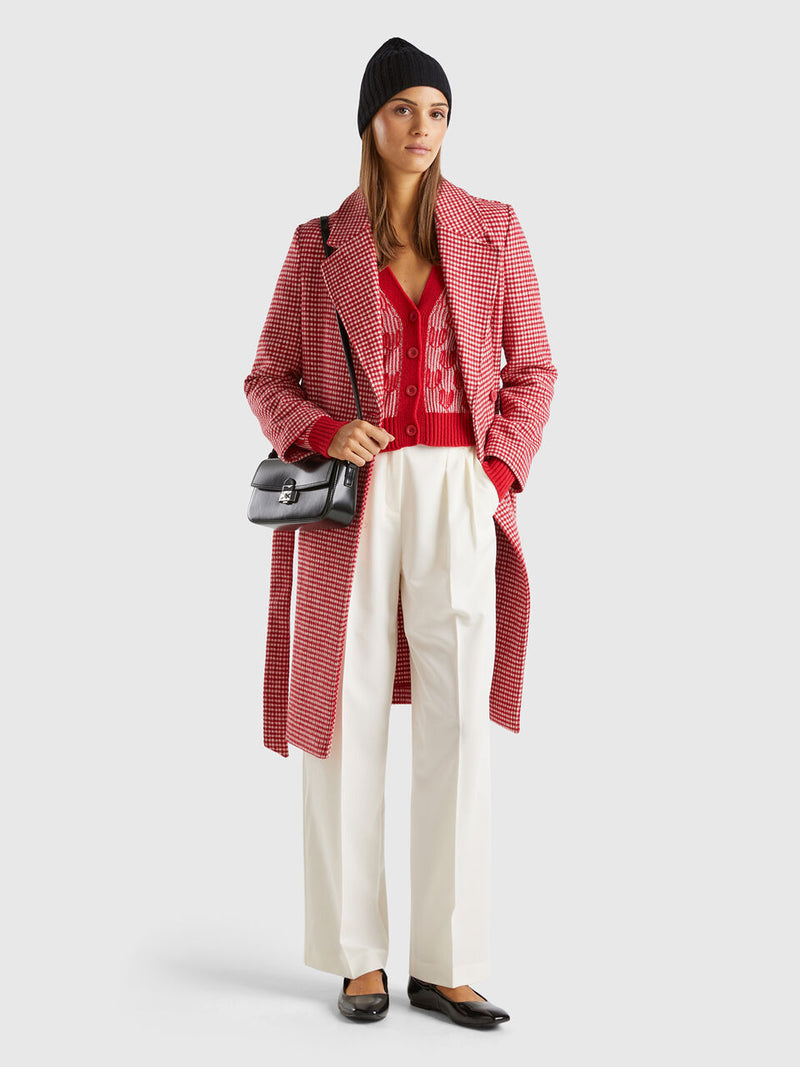 Be In Love Check Coat - Red/cream Check