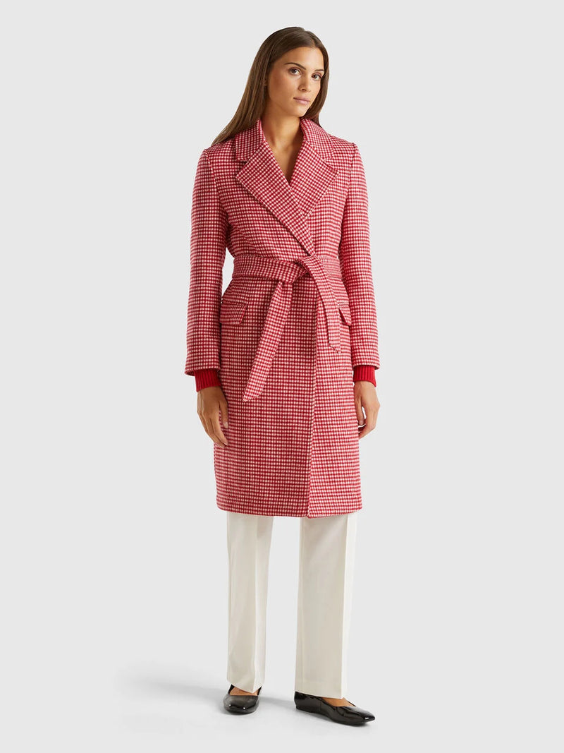 Be In Love Check Coat - Red/cream Check