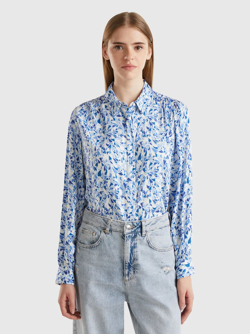 Heart Print Shirt - Blue Heart Print