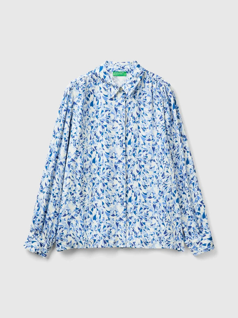 Heart Print Shirt - Blue Heart Print