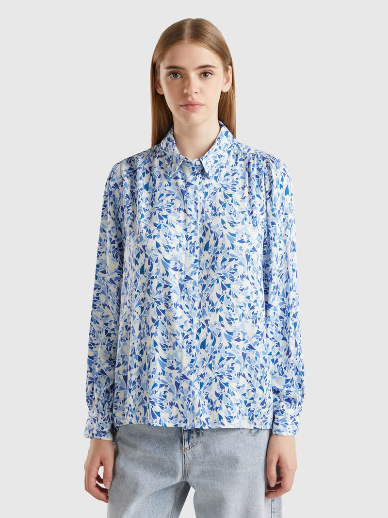 Heart Print Shirt - Blue Heart Print