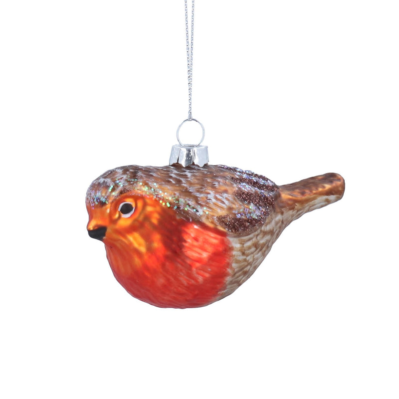 Painted Glass Robin Decoration