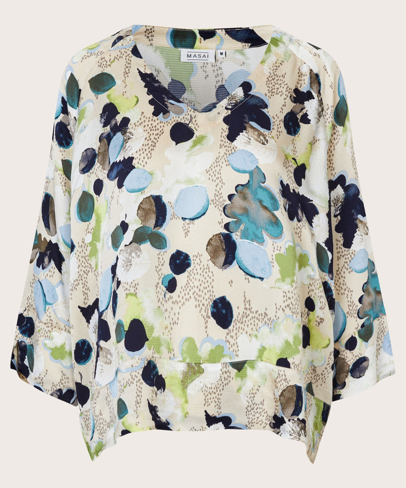 Benika 3/4 Sleeve Print Shirt - Fog