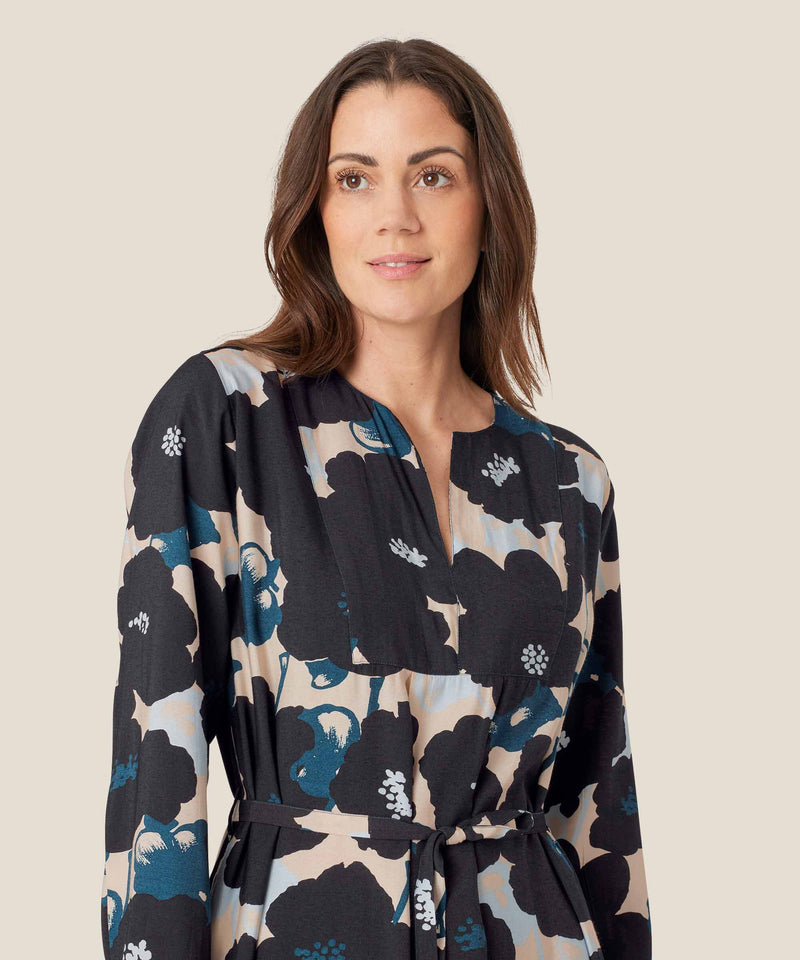 Nishan Long Sleeve Print Dress - Moonlit Ocean