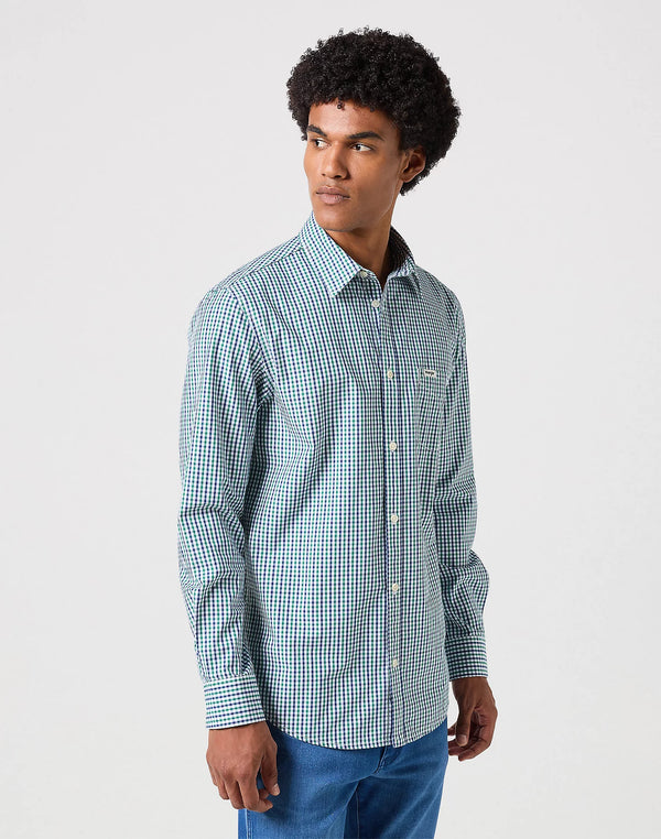 Long Sleeve 1 Pocket Shirt - Green/navy