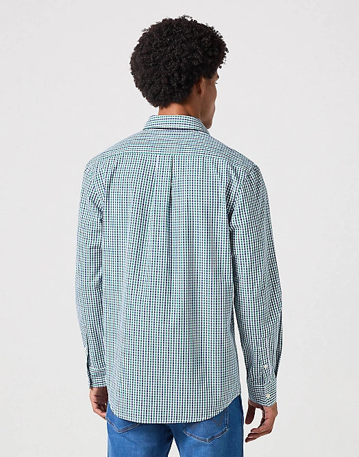 Long Sleeve 1 Pocket Shirt - Green/navy