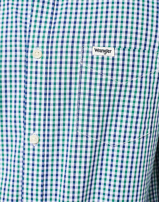 Long Sleeve 1 Pocket Shirt - Green/navy