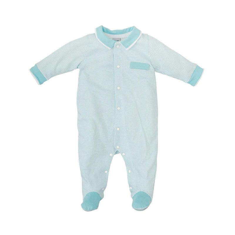 Azahar Stripe Front Snap Babygrow - Blue