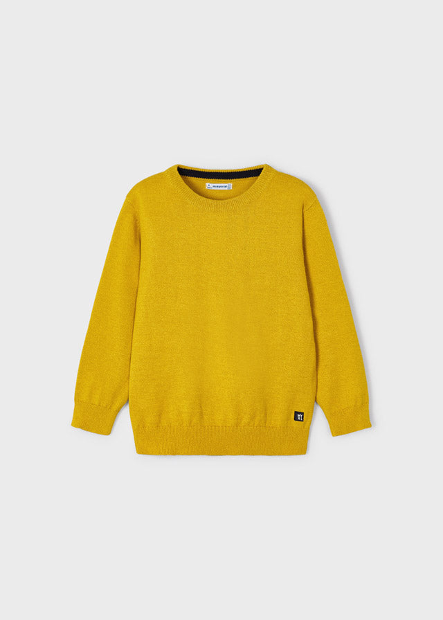 Basic Cotton Round Neck Jumper - Mustard