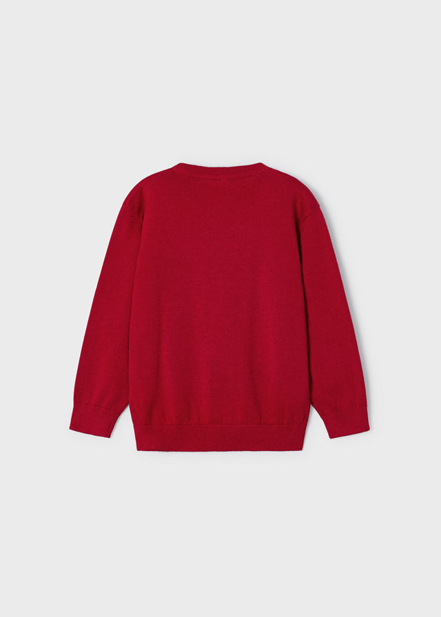 Basic Cotton Round Neck Jumper - Red