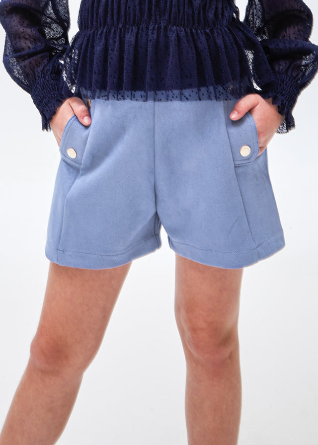 Faux Suede Shorts - French Blue