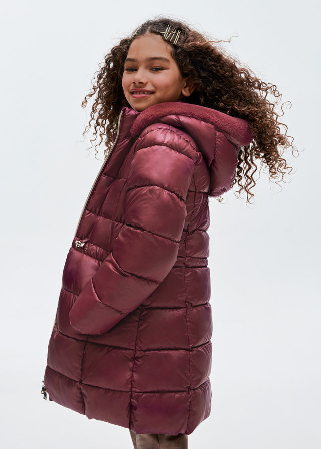 Padded Long Coat - Eggplant