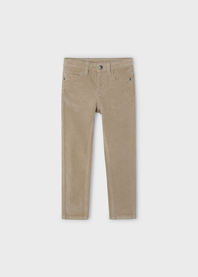 Basic Slim Fit Cord Trousers - Walnut