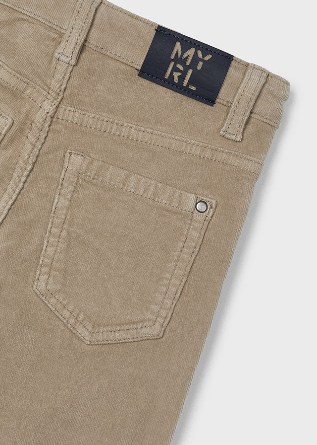 Basic Slim Fit Cord Trousers - Walnut