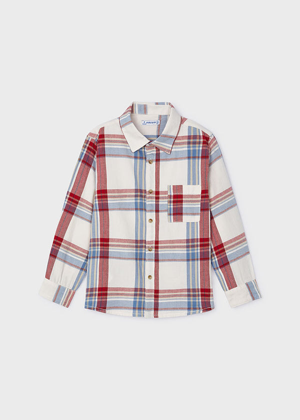 Long Sleeve Checked Shirt - Wine