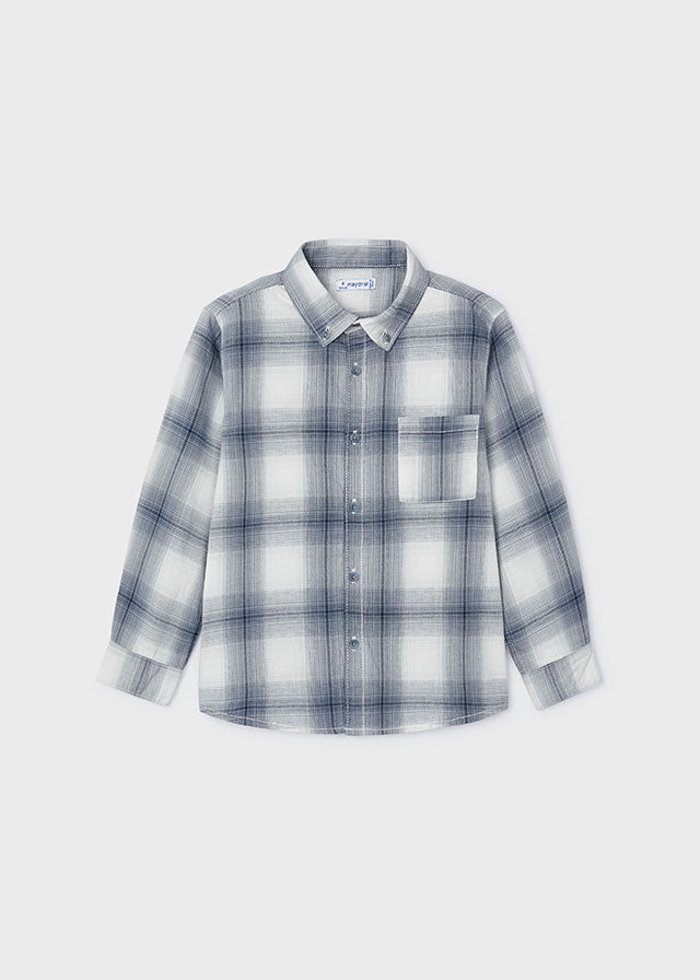 Long Sleeve Checked Shirt - Cloud