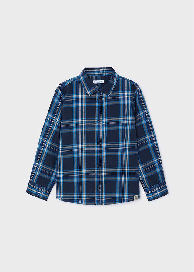 Long Sleeve Checked Shirt - Cerulean