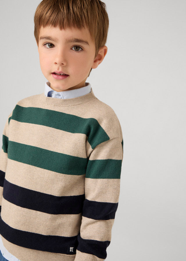 Stripe Round Neck Jumper - Rock