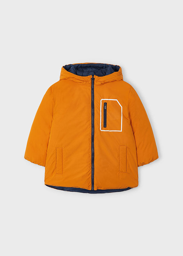 Reversible Hooded Coat - Dark Carrot