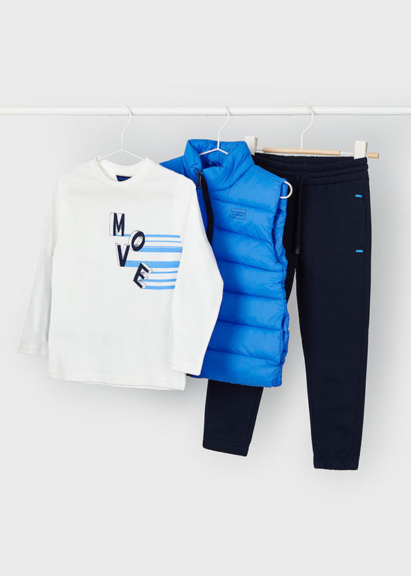 Gilet, T-Shirt & Jogs - Cerulean