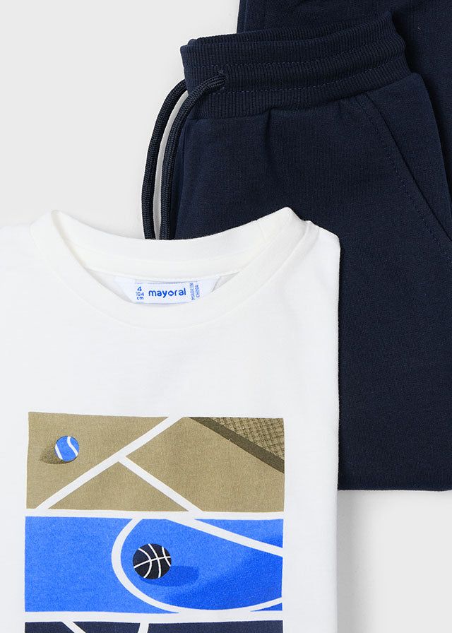 Ziptop, T-Shirt & Jogs - Cerulean