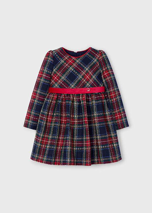 Plaid Dress - Navy/cherry