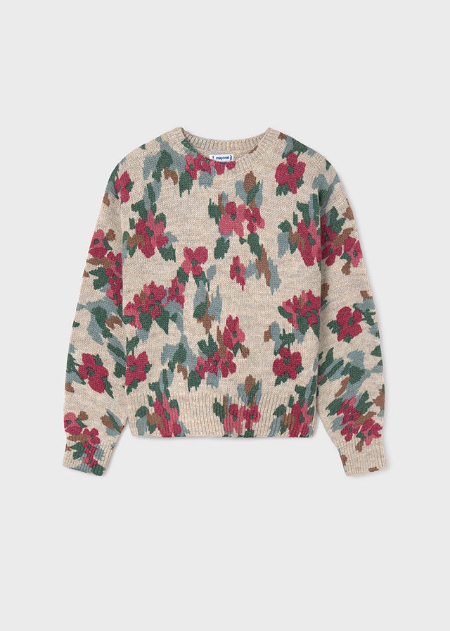 Flower Print Jumper - Stone