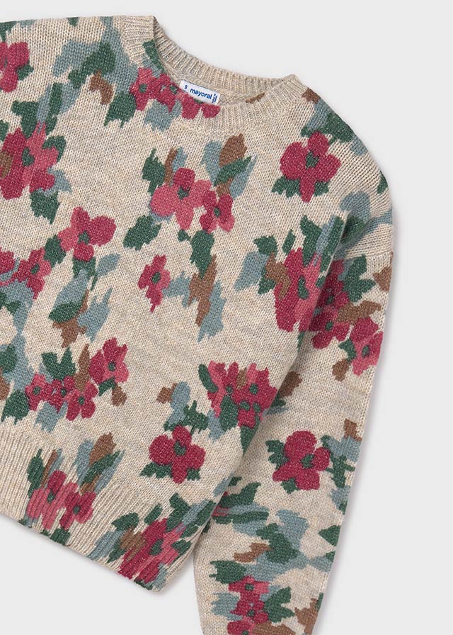 Flower Print Jumper - Stone