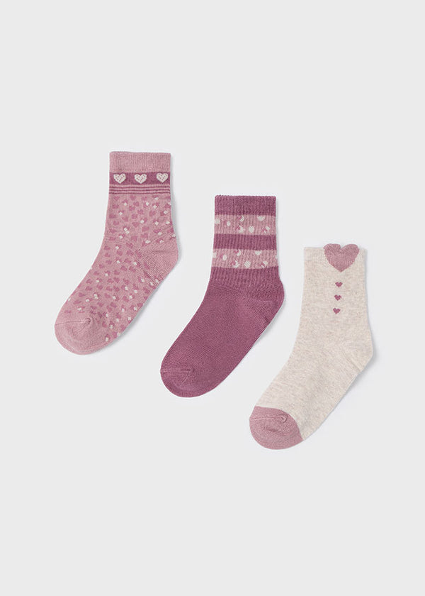 3 Piece Sock Set - Rose