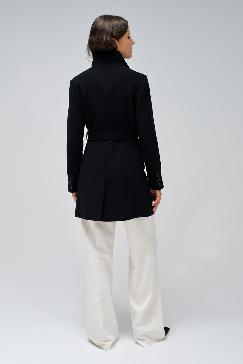 Belted Wool Coat - Black