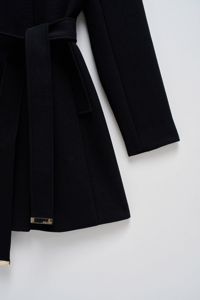 Belted Wool Coat - Black