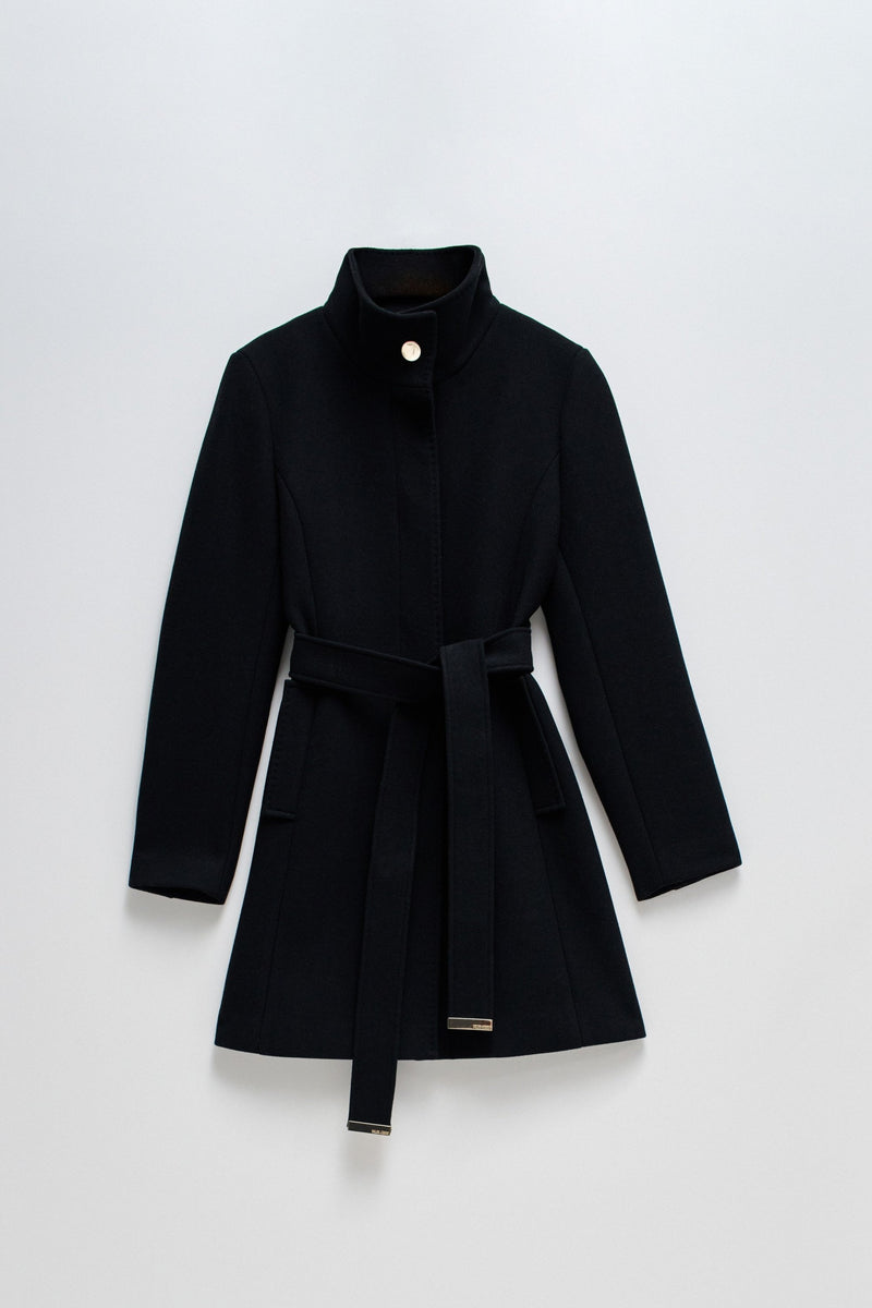 Belted Wool Coat - Black