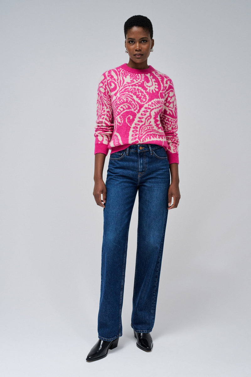 Round Neck Print Jumper - Pink