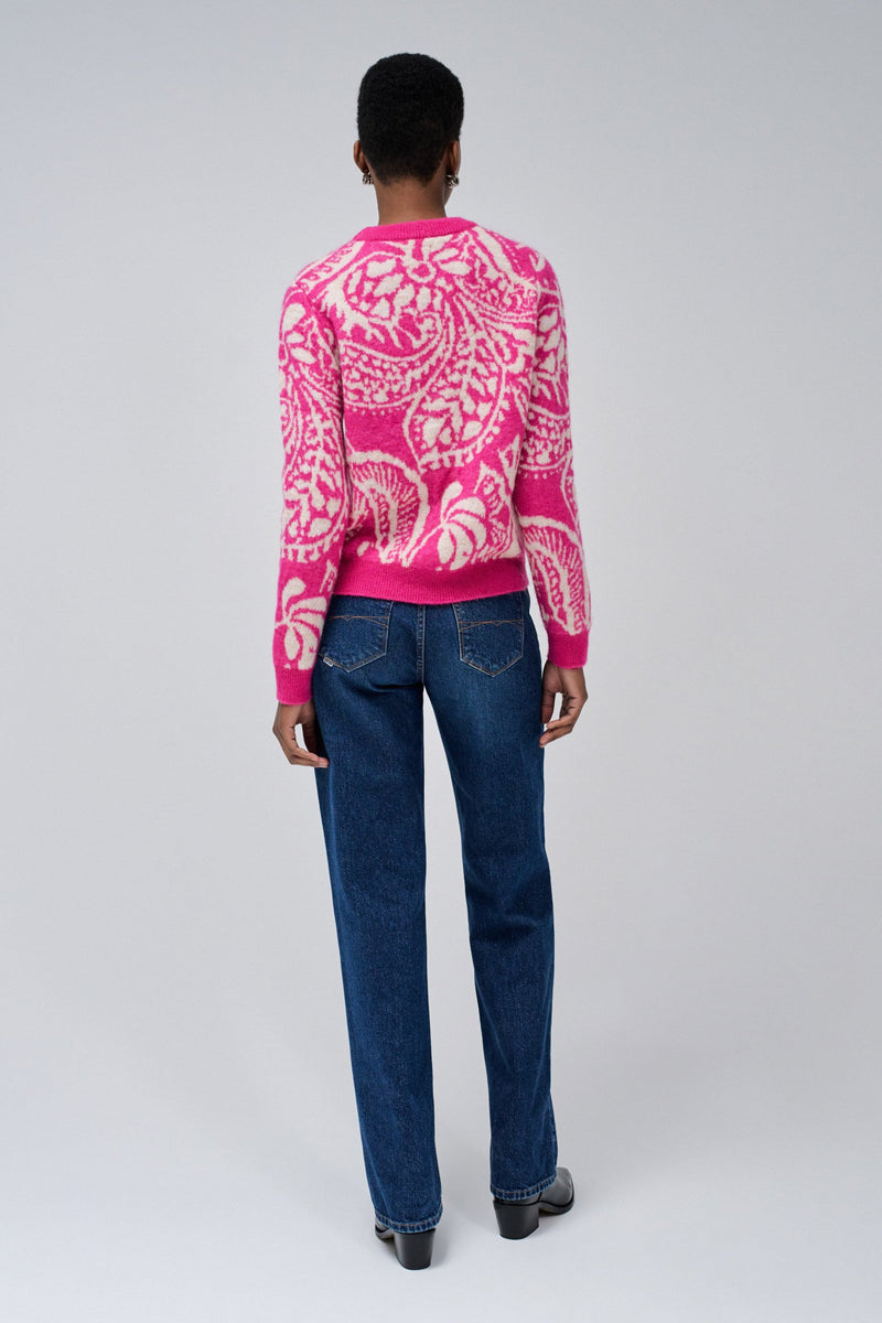 Round Neck Print Jumper - Pink