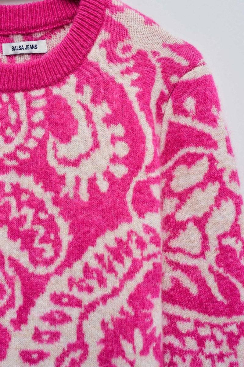 Round Neck Print Jumper - Pink