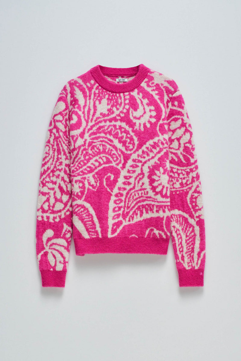 Round Neck Print Jumper - Pink