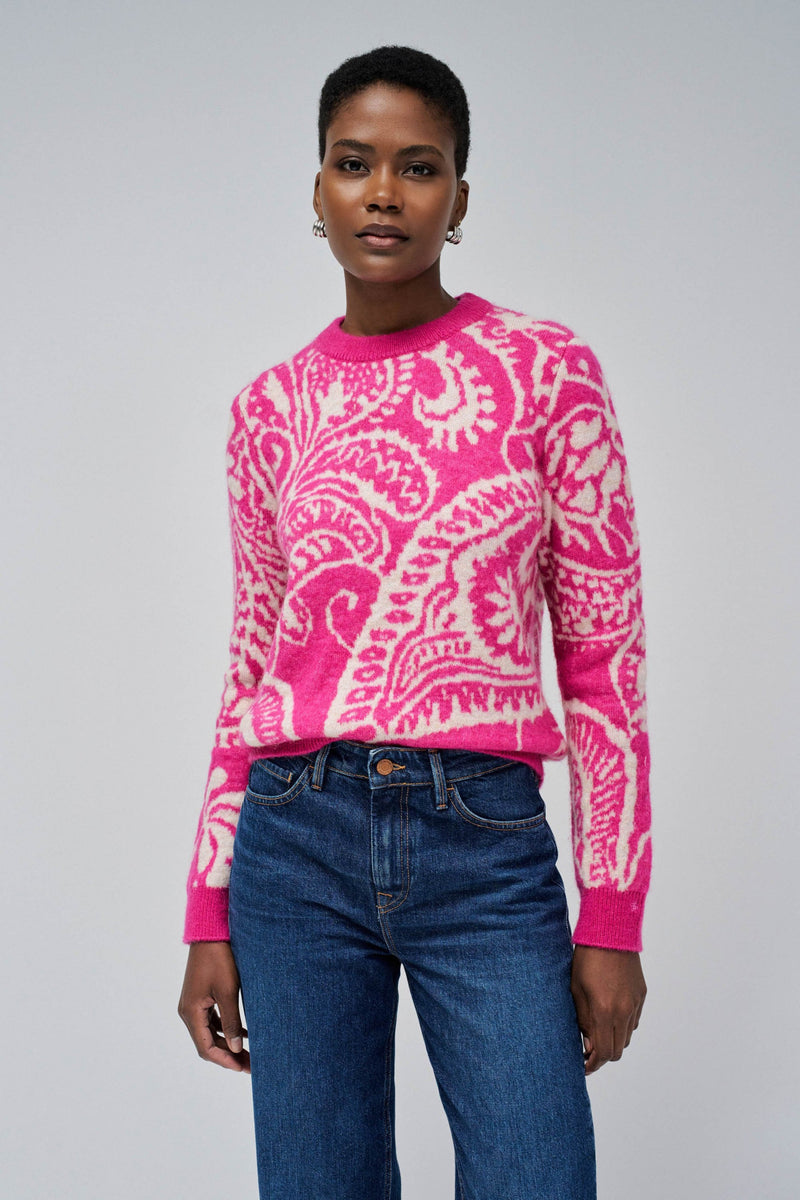 Round Neck Print Jumper - Pink