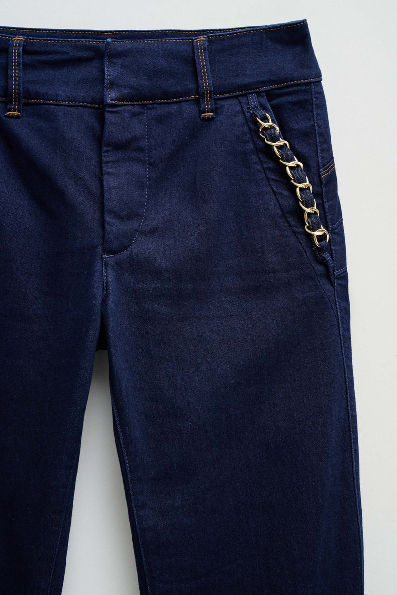 Secret Chino Flare Rinse Wash - Dark Blue