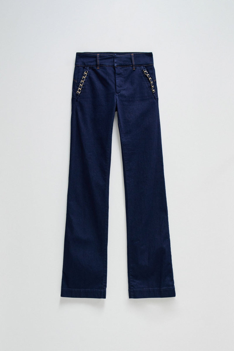 Secret Chino Flare Rinse Wash - Dark Blue