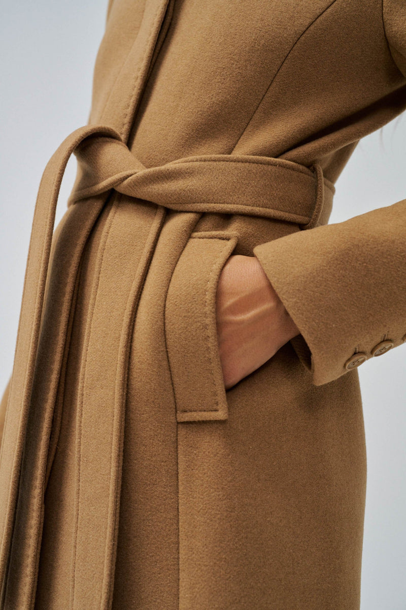 Belted Wool Coat - Brown