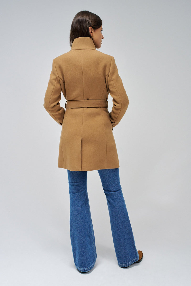 Belted Wool Coat - Brown