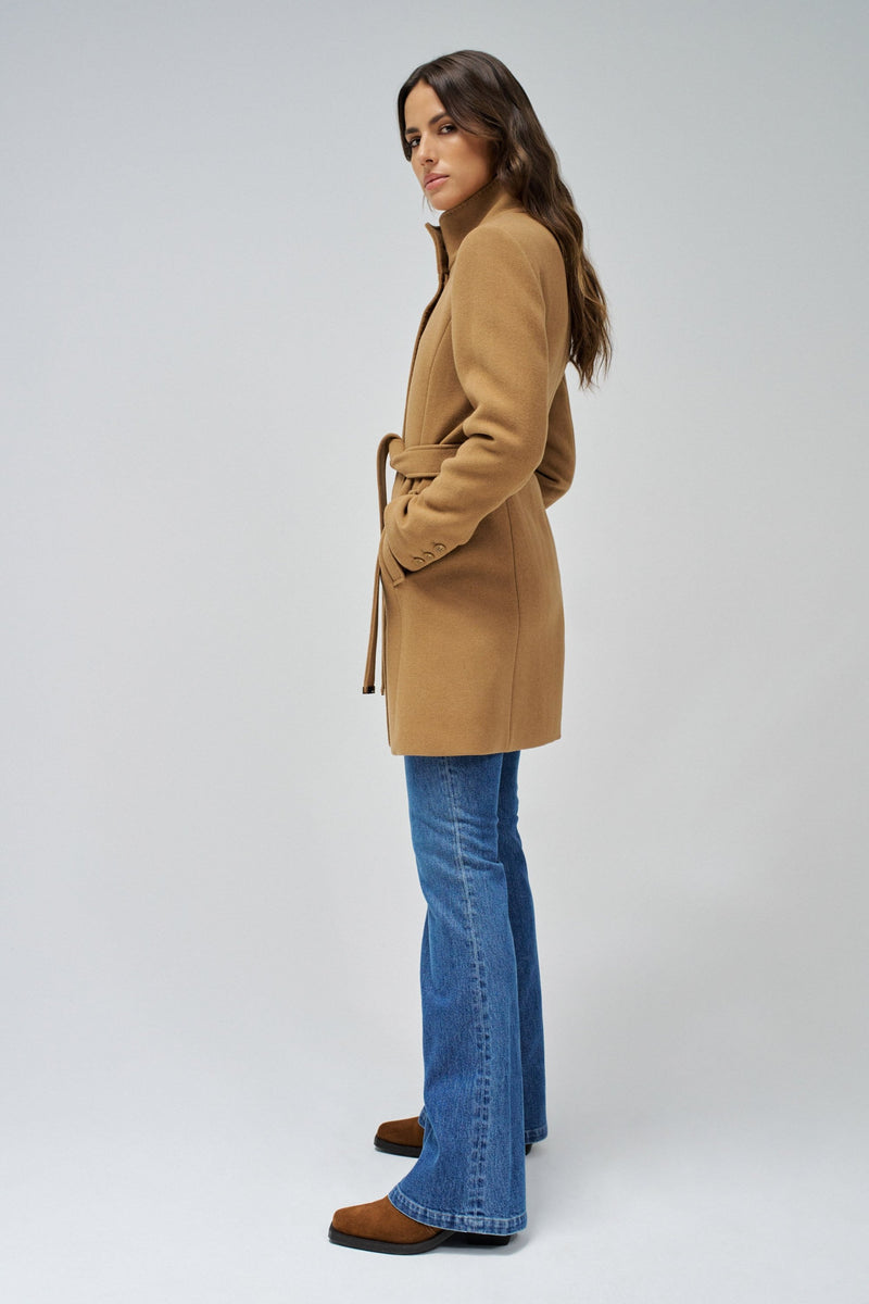 Belted Wool Coat - Brown