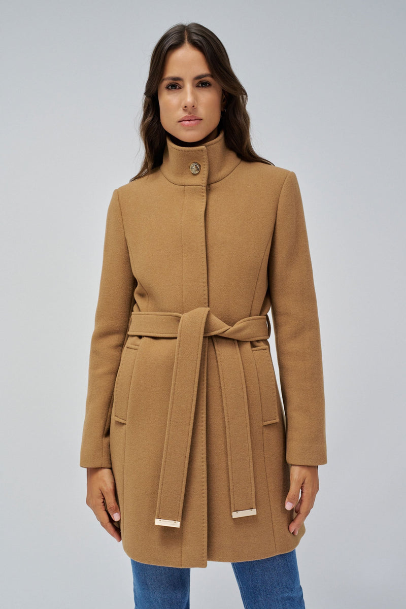 Belted Wool Coat - Brown