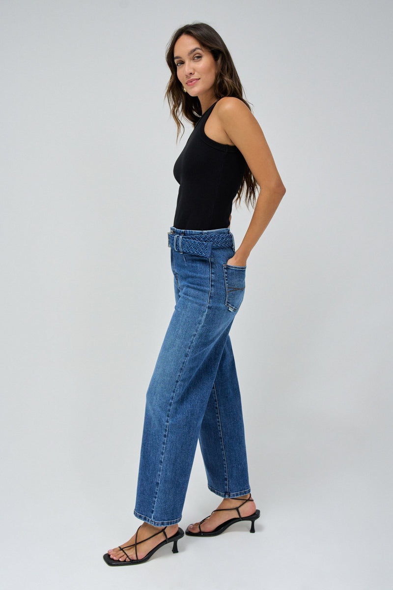 True Wide Cropped Jean - Blue