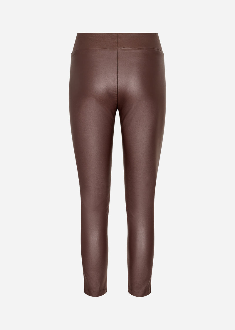 Pam Leather Look Leggings - Coffee