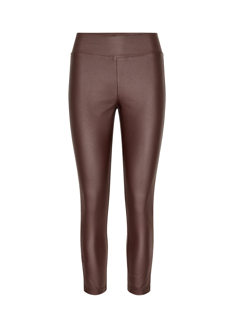 Pam Leather Look Leggings - Coffee