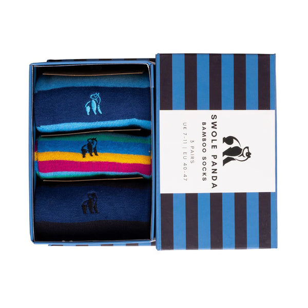 3 Pairs Stripe Gift Set - Blue Stripe