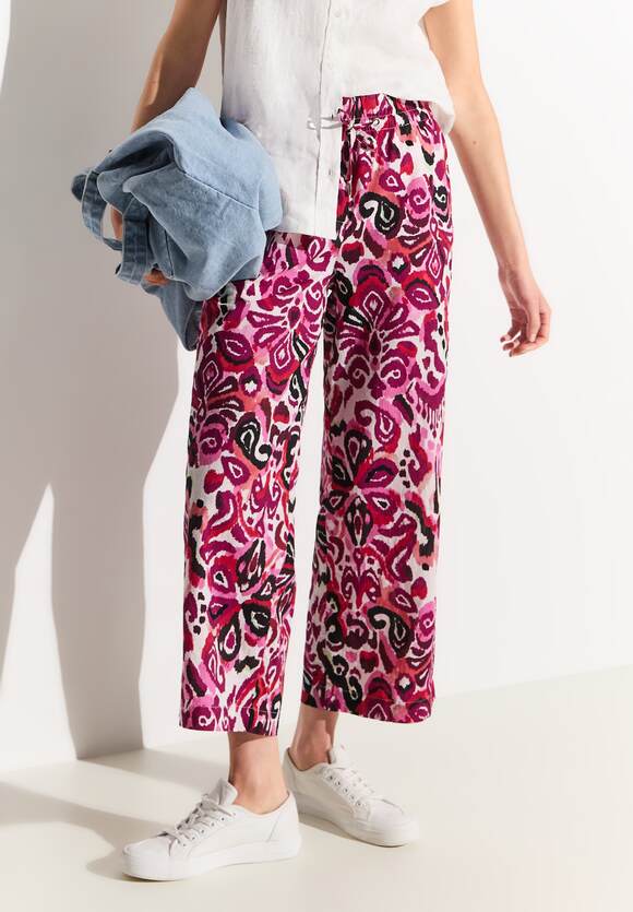 Neele Light Cotton AOP Trousers - Bloomy Pink